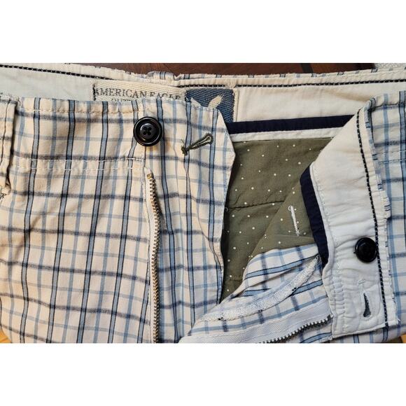 American Eagle Outfitters Shorts Men Size 32 Plaid Multi-Color Blue & Ivory - Picture 6 of 16